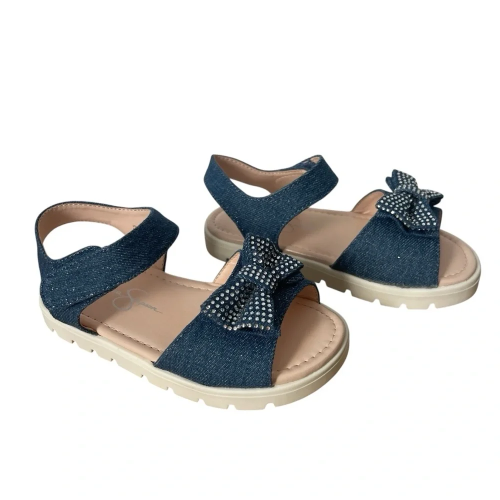 NWOB Jessica Simpson Toddler Girls Tia Shine Shiny Denim Sandals